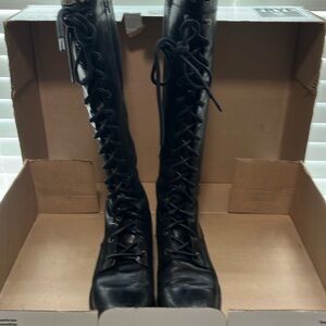 Frye vintage black Melissa tall Lace boots.